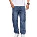 Men's Clothing Cool And Retro Multi Pocket Cargo Jeans, Spring And Autumn Style, Loose Straight Leg Casual Trousers._mkmklike.com