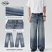 LKTM Men's Retro 3D Whiskered A Line Jeans, Trendy Unisex Loose Straight Leg Wide Leg Pants_mkmklike.com
