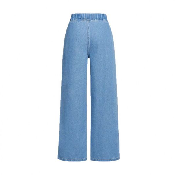 Women's Elastic Waist Straight Leg Jeans Loose Fit High Stretch Wide Leg Pants Autumn Winter New Style Denim_mkmklike.com