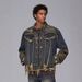 Vintage Washed Denim Jacket For Men - Retro Distressed High Street Fashion Oversized Biker Coat With Tie-Dye Design_mkmklike.com