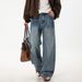 Men's Washed Distressed Straight Leg Jeans With Lightning Cat Whisker & Rivets, Retro Style Semi-Stretch Denim Pants For Casual Wear_mkmklike.com