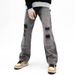Men's Inspired Relaxed Fit Jeans – Oversized Straight-Leg Denim Pants In Dark Grey, Minimalist & Casual Streetwear For Everyday Comfort_mkmklike.com