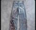 Men's Y2K Heavy Duty Floral Embroidered Jeans Street Style Midweight Straight Leg Mid Waist Black Blue_mkmklike.com