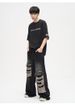 Retro Ripped Jeans For Men, Summer Wash, Distressed, Loose Fit, Wide Leg, Straight Leg, Floor-length, Trendy High-street Style._mkmklike.com