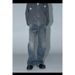 Flared Unisex Jeans With Textured Weave - Vintage Wash Cleanfit Styling For Effortless Comfort_mkmklike.com