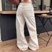 Women's American Retro Distressed Washed Denim Jeans Loose Fit Straight Wide Leg Floor Length Pants Spring Summer Style Light Color_mkmklike.com