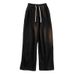 Multi-Pocket Workwear Jeans – Hong Kong Style Loose Fit With Drawstring Waist (Blue/Black)_mkmklike.com