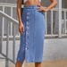 K Women's Irregular Slanted Split Denim High-waist Skirt;_mkmklike.com