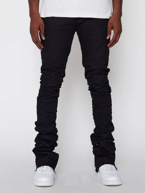 Men's Clothing New Men's Straight-leg Jeans, European And American Street Style, Trending On Instagram, Stretch Patch Denim Pleated Pants_mkmklike.com