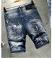 Men's Retro Washed Denim Shorts Summer Loose Casual Mid Waist Vintage High Street Style Old Blue Non-Stretch Machine Washable_mkmklike.com