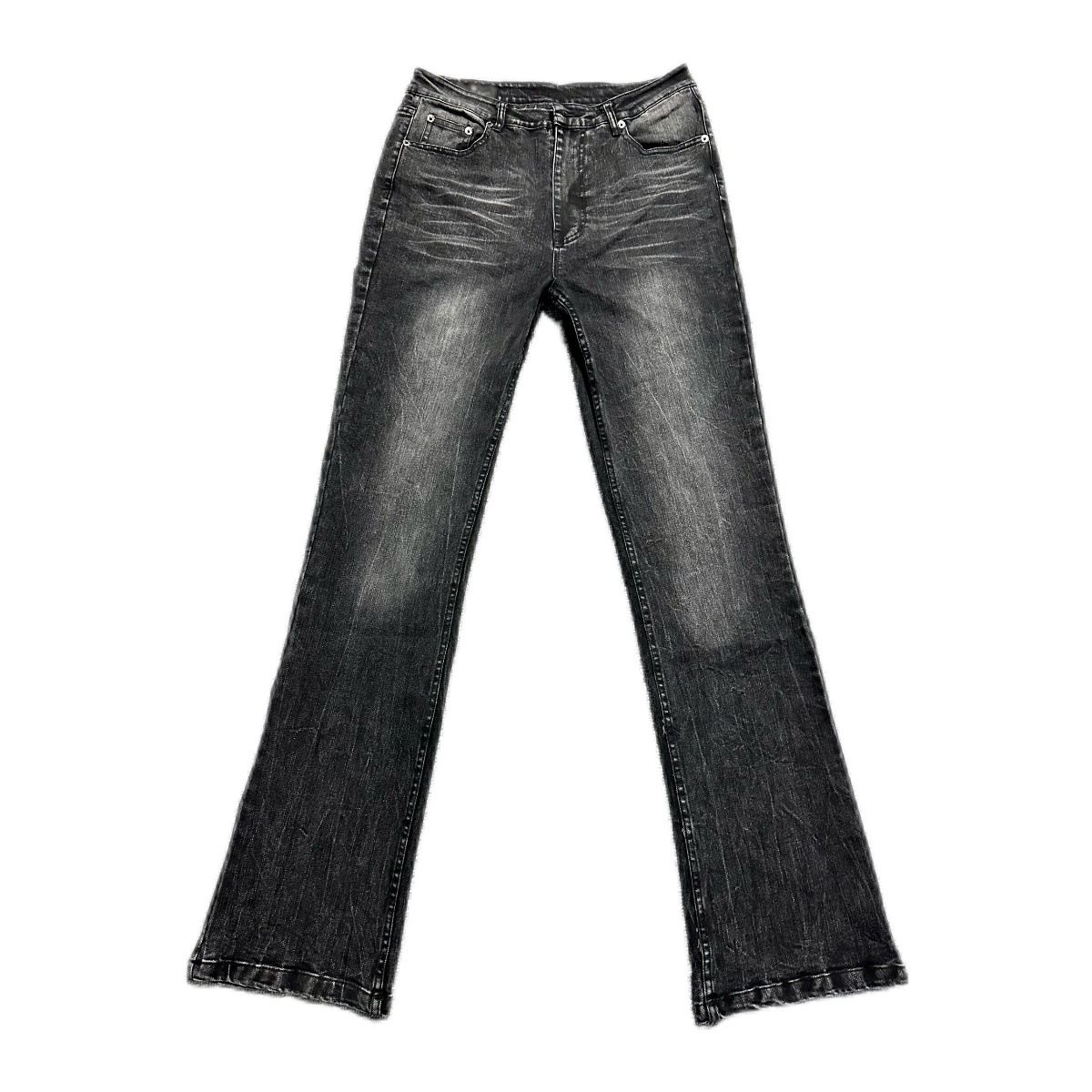 Vintage 517 Slim Fit Stretch Denim Black Washed Bootcut Jeans With Retro Vibe Clean Aesthetic Men's Clothing_mkmklike.com
