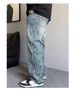 Men's Casual Loose Fitting Wide Leg Jeans Trendy Fashionable High Street Straight Leg Pants For Spring_mkmklike.com