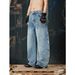 Men's Heavy Duty Sparkly Rhinestone Jeans Design Conscious Washed Blue Curved Wide Leg Floor Length Trousers_mkmklike.com