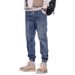 Fleece Thickened Jeans Men's 2024 Autumn And Winter Loose Foot Tie Tooling Warm Casual Long Pants Teen_mkmklike.com