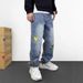 Men's Distressed Denim Jeans – Relaxed Fit Vintage Washed Blue Jeans With Stretch Comfort_mkmklike.com