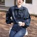 Chicco Internet Celebrity Design Long Sleeve Denim Shirt For Women Spring And Autumn New French Retro Style Tie Top_mkmklike.com