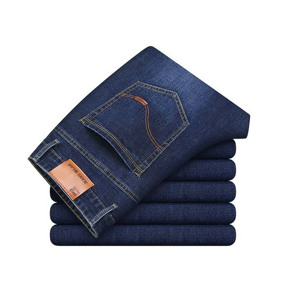 Men's Slim Fit Straight Leg Jeans - Classic Comfort Stretch Denim Pants For Casual & Business Wear_mkmklike.com