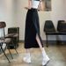 K Women's Mid Length Skirt With High Waist And Slimming A-line Skirt, New Denim Split Half Body Skirt_mkmklike.com