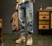 Men's Street Washed Distressed Ripped Jeans Straight Loose Fit High Street Vibe Long Pants For Spring Autumn_mkmklike.com