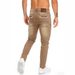 Men's Clothing Men's Straight Leg Slim Fit Stretch Jeans Unique Leather Patch Design Solid Color Retro Style Best Selling_mkmklike.com