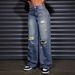 Women's Relaxed Straight-Leg Distressed Jeans – Vintage Washed Denim, Comfortable & Stylish_mkmklike.com