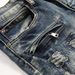 Trendy Long Pants With Creased And Torn Holes, Elastic Small Straight Tube Mid Waist Men's Motorcycle Jeans_mkmklike.com