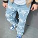 European And American Cross-border Trendy Men's Clothing, High Street Ripped Non-stretch Jeans, Slim-fit Rock Style,_mkmklike.com