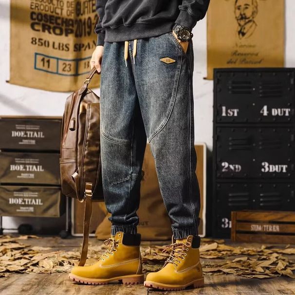 Men's Clothing Men's Heavyweight Straight Leg Cargo Jeans Loose Trendy Autumn Style Jogger Harem Pants For Formal & Casual_mkmklike.com