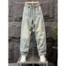 Men's Clothing Retro Washed Embroidered Jeans High Street Trendy Loose Straight Leg Wide Leg Trousers Floor Length_mkmklike.com