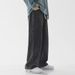 Jeans Men's Japanese Retro Elastic Waist Casual Straight Pants Wide Leg Pants_mkmklike.com