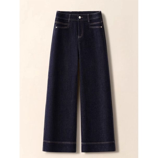 Plus-size Dark Blue Jeans Spring And Autumn 2025 New Style, High-waisted, Slimming Straight-leg For Petite Plus-size_mkmklike.com