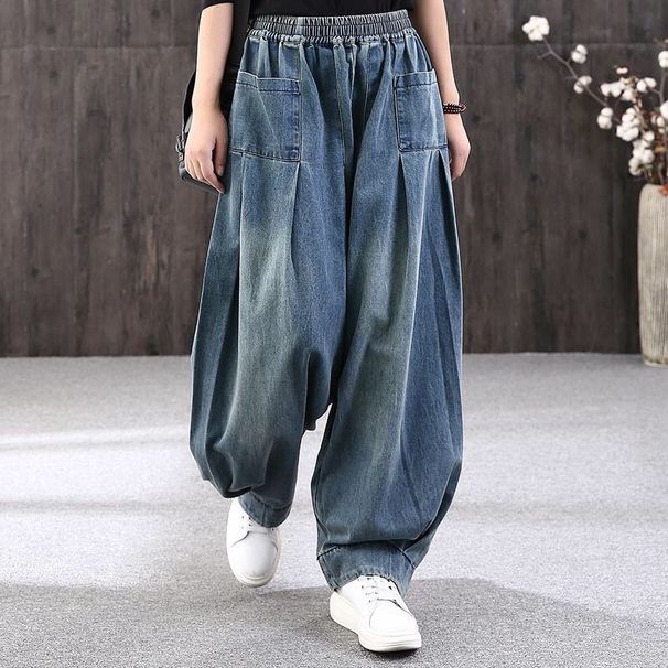 Women's Clothing Spring And Autumn New Loose Large Size Jeans For Women Retro Art White Mopping Casual Baggy Pants Bloomers Trend_mkmklike.com