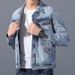Retro Denim Jacket For Men - Loose Fit Vintage Korean Style Coat With Windproof Fabric, Casual Spring Fall Outerwear (Black/Blue) - Sizes M To 4XL_mkmklike.com