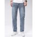 Men's Stretch Comfort Jeans – Slim Fit Straight-Leg Denim Pants In Ocean Blue, Mid-Rise Cotton Blend For Everyday Versatility_mkmklike.com