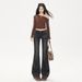American Retro Style|Heavy-duty Washed Frayed Denim|Slim-fit Stretch Straight-leg Women's Jeans_mkmklike.com