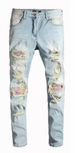 Men's Distressed Patchwork Jeans – Slim Fit Stretch Denim (Streetwear, Casual, Ripped & Embroidered, S-3XL)_mkmklike.com