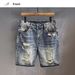 Men's Japanese Straight Denim Shorts Summer Mid-Length Casual Loose Fit American Style Pants_mkmklike.com