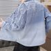 Men's Denim Collar For Spring Autumn, Teenage Student Shirt, Loose And Thin, Trendy Long Sleeved Shirt Jacket_mkmklike.com