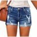 Women's High-Waisted Stretch Ripped Denim Shorts Casual Relaxed Everyday Wear Comfortable Feshion_mkmklike.com