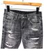Men's Slim Fit Denim Shorts Summer New Light Blue Washed Distressed Holes Patches Personalized Print Casual Shorts_mkmklike.com