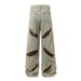 Men's Clothing Wasteland Style Full Print Distressed Print Jeans American Street Style Ripped Design Cow Retro Wide Leg Mopping Pants_mkmklike.com