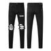 Men's Clothing High Street Ripped Patches Slim Fit Skinny Slim Fit Distressed Jeans - High Street Style Patchwork Skinny Pants For A Stylish Look_mkmklike.com