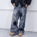 Retro Wide-Leg Jeans For Men - Hip-Hop Streetwear Denim Pants With Patchwork Design (Unisex Oversized Vintage Trousers)_mkmklike.com