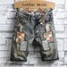 Men's Clothing Lined Fabric Jeans Tattered Five Point Beggar Pants Summer Trendy Personalized Jeans_mkmklike.com