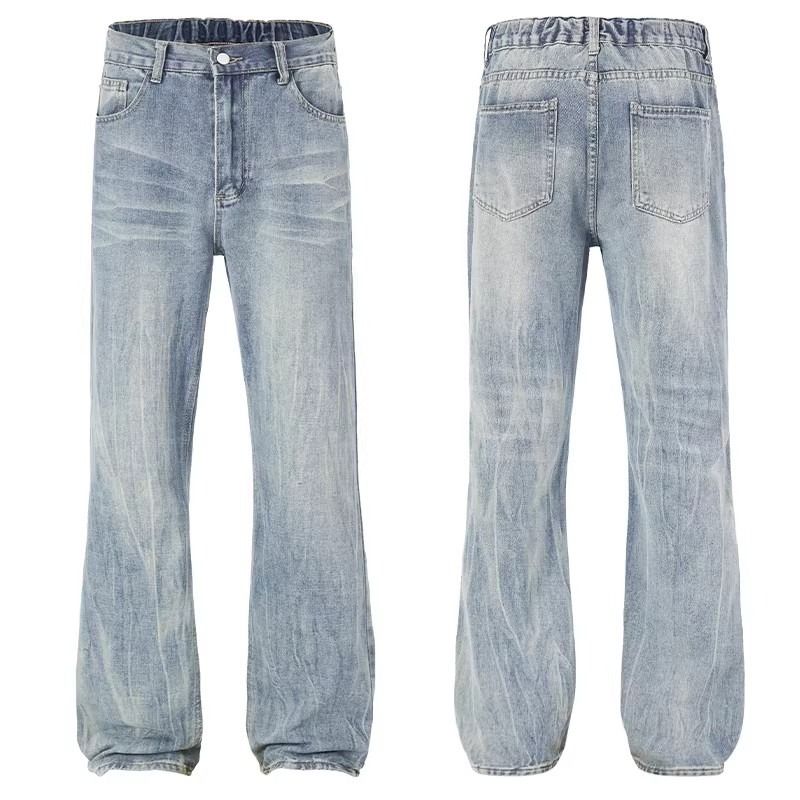 Light Blue Flared Jeans Unisex Summer Style Thin High Street Slimming Pants Cleanfit Straight Leg_mkmklike.com