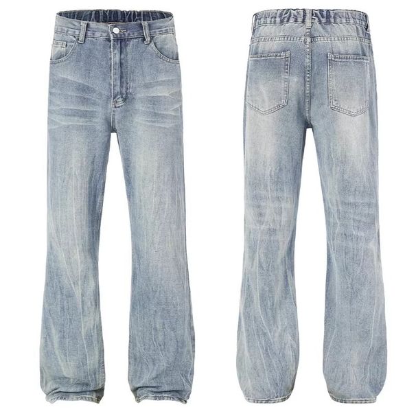 Light Blue Flared Jeans Unisex Summer Style Thin High Street Slimming Pants Cleanfit Straight Leg_mkmklike.com