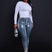 Women's Clothing Style Women's Tight Stretch Jeans Hot Stamping Silver Color Denim Fashion For Formal & Casual For Women_mkmklike.com