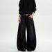 Men's Retro Straight Leg Jeans High Waisted Slimming Loose Fit Floor Length Black Gray Spring Autumn New Style American Denim_mkmklike.com