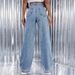Pearl-Embellished High Waist Straight Leg Jeans – Vintage Wash Denim Pants For Women_mkmklike.com