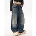Men's Clothing American Vintage Washed Straight-Leg Jeans – Distressed Denim With Faded Whiskers (Men’s Relaxed Fit, Wide-Leg, No-Stretch)_mkmklike.com